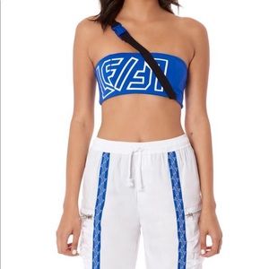 Diagonal buckle tube top
